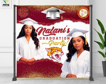 Red and Silver Prom Backdrop: Class of 2024 Graduation Party (DYI FILE)