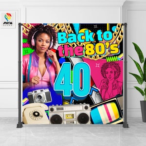 80&#39;s Retro backdrop, 80&#39;s Memphis banner, 80&#39;s Colorful wall decor, Funky custom banner, 90&#39;s Banner, 35th 30th 40th DIGITAL FILE | RET02
