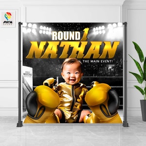 Round 1 Boxing Birthday Backdrop: Custom Little Champ Banner (Digital File) - BOX033