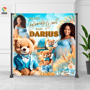 Teddy Bear Banner, Teddy Bear Backdrop, Teddy Bear Wall Decor, Bearly wait Sign, Custom banner, File for self-printing - TDB02
