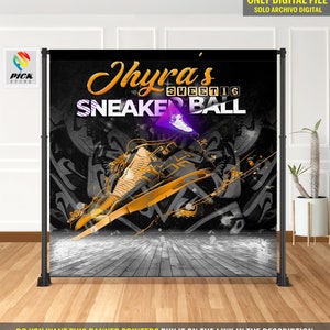 Sneaker Ball Birthday Backdrop: Printable Banner (Digital File)