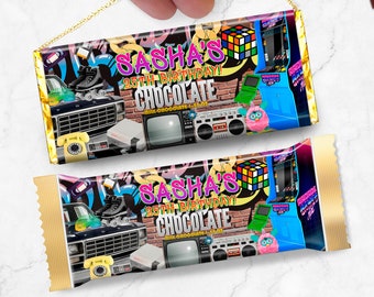 90s Candy  wrapper Back to the 90s Chocolate bar Throwback Chocolate wrapper 90s Theme Candy Template Hip Hop Candy bar DIY FILE | HP01