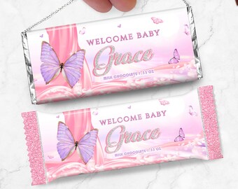 Butterfly Candy  wrappers Pink and Purple Chocolate bar Butterfly Girl Chocolate wrapper Mariposa Candy Butterfly Candy bar DIY FILE | BTF07