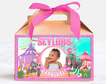 Pink Circus Gable Box Label: Girl Carnival Template (DIY Digital Download) - CC02