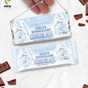 EDITABLE Winter Candy Bar Wrapper Wonderland Chocolate Wrappers Snowflake Chocolate bar label Snowy Printable template DIGITAL FILE | WIN07
