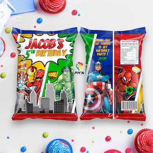 DIGITAL FILE | Kids Chips Bag | Kids Favor Bag Template | Kids Custom Bag | Kids Birthday Party | Kids Party decoration |  SH01