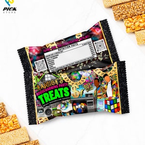 Back to the 90s Rice krispies wrapper, 90s Theme Candy  wrapper, Throwback Rice Krispies, House party Candy bar, 2000s, DIY FILE | HP03