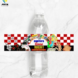 Game Night Water Bottle Label Board Games Drink Label Tabletop Games Juice Label Cards game Bottle Label Poker Night Party DIY FILE | GN01