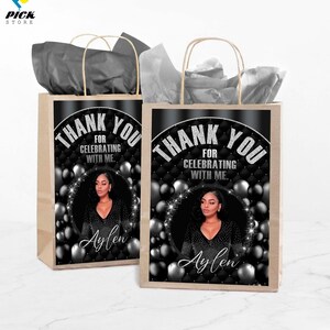 Black Gift Bag Labels: Custom Favor Bag DIY File (5.25x8&quot;)