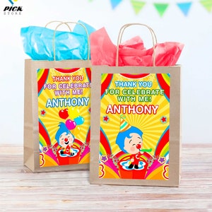 DIGITAL FILE | Clown Gift bag Decor | Clown Favor Bag | Clown Gift bag labels | Clown Birthday Gift Bag | Clown decor Box | PLM01