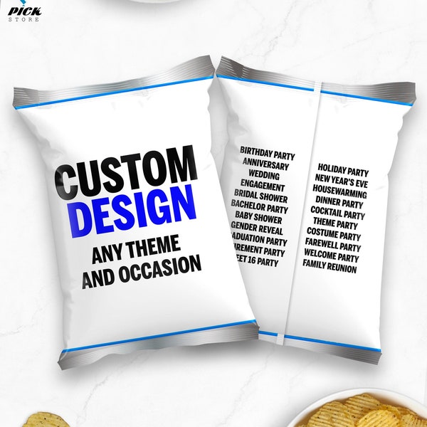 Custom Chip bag wrapper Personalized Snack bag Customized bag Printable Wrapper Custom Party favor bag Custom wrapper ONLY DIGITAL FILE PP01