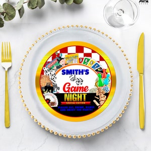 Game Night Charger Plate Insert Board Games Round Table Tabletop Game Placemat Card game Centerpiece Poker Night Plate Decor DIY FILE | GN01