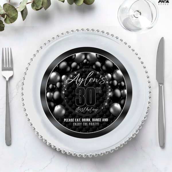 Luxurious Black Charger Plate Insert Classy Round Table Sassy Placemat Glamorous Centerpiece Shades of Black Plate Decor DIY FILE | BW20