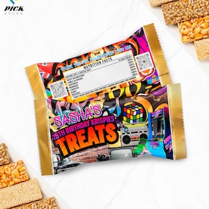 90s Rice krispies wrapper Back to the 90s Candy  wrapper Throwback Rice Krispies  90s Theme Candy bar Hip Hop Favor DIY FILE | HP01