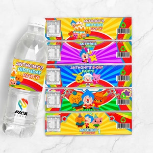 DIGITAL FILE | Clown Water Bottle Labels | Clown Printable Labels | Clown Birthday Party | Clown Bottle Stickers | Clown Juice Labels |PLM01