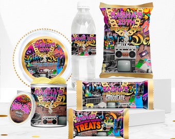 90s Party Favor Bundle: Chips, Bottle, Candy Wrappers (DIY FILE)