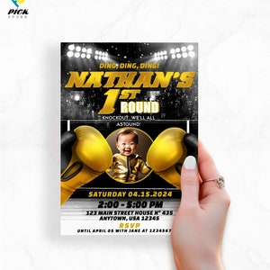 Ring Invitation, Boxer Card invitation, Gloves Custom invite, Round 1 Phone invitation, Little Champ Digital card, DIY FILE | BOX033