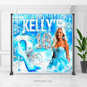 Winter Sweet 16 Banner | Iceland Backdrop | Snowflakes Wall Decor | Winter Wonderland Sign | Custom banner | Digital Download | WIN18