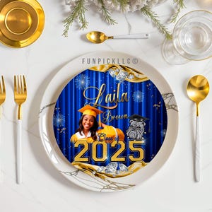 Blue & Gold Graduation Charger Plate Insert: Class of 2025 (Digital File GRD18)