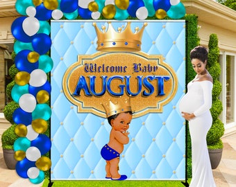 Little Prince Baby Shower Backdrop: Royal Banner (Digital File)
