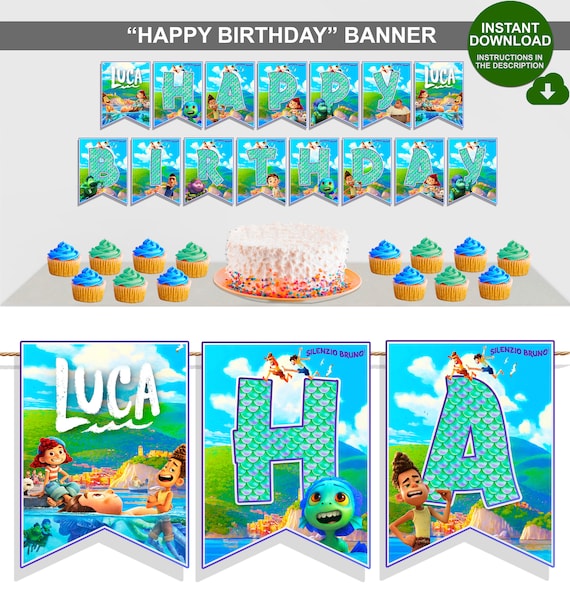 DIGITAL Luca Happy Birthday Banner Luca Pennant Luca Birthday Party Luca  Custom Banner Luca Printable Banner Luca the Movie LC01 