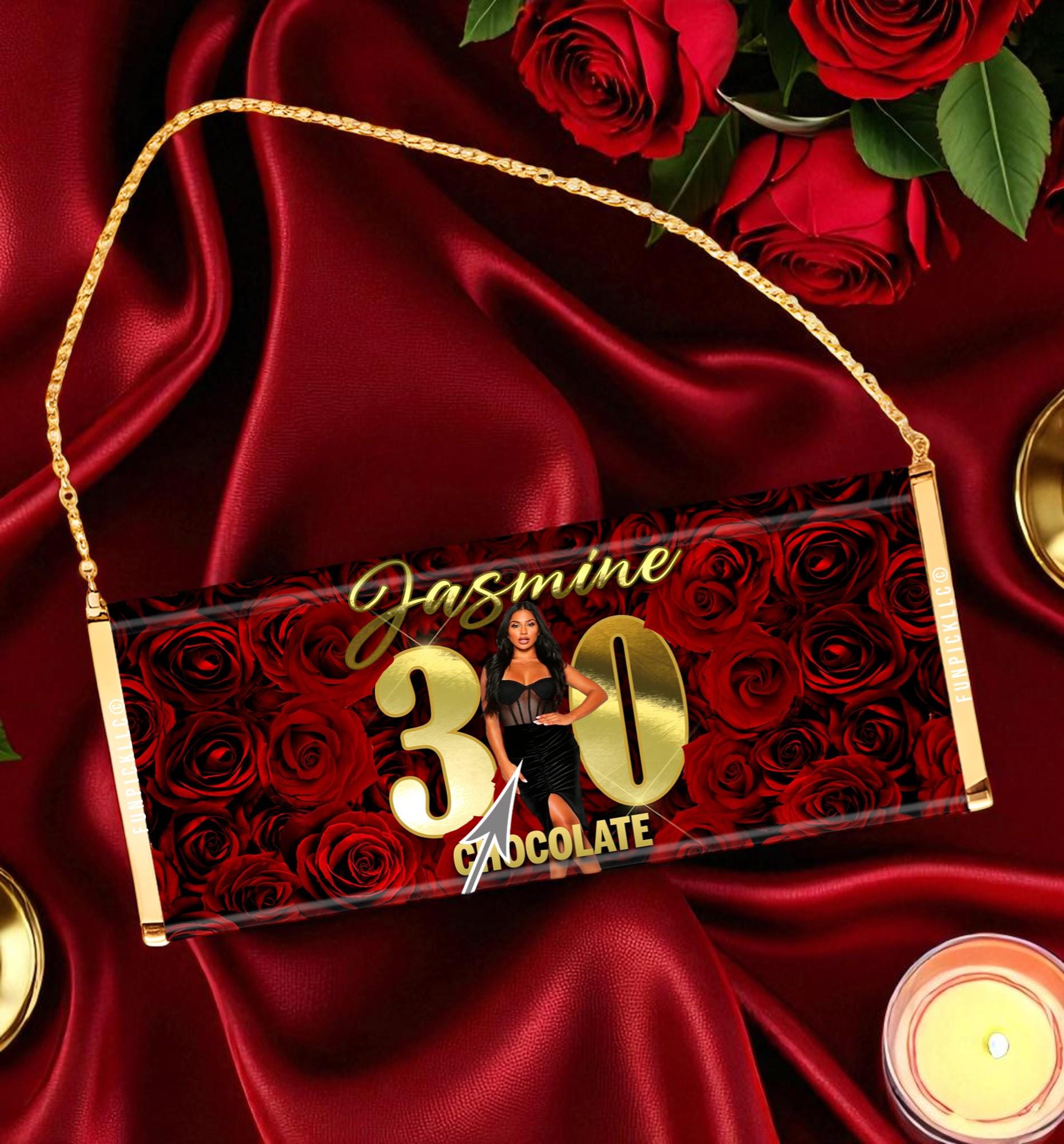Perfect Wrapper For Red Roses Red Roses Candy Wrapper: Gold Birthday Party Favor (DIY File) - ROS01 ...