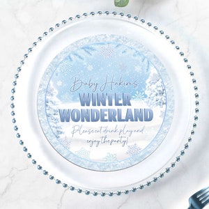 EDITABLE Winter Charger Plate Insert Wonderland Round Table Snowflake Placemat Snowy Centerpiece DIGITAL FILE | WIN07