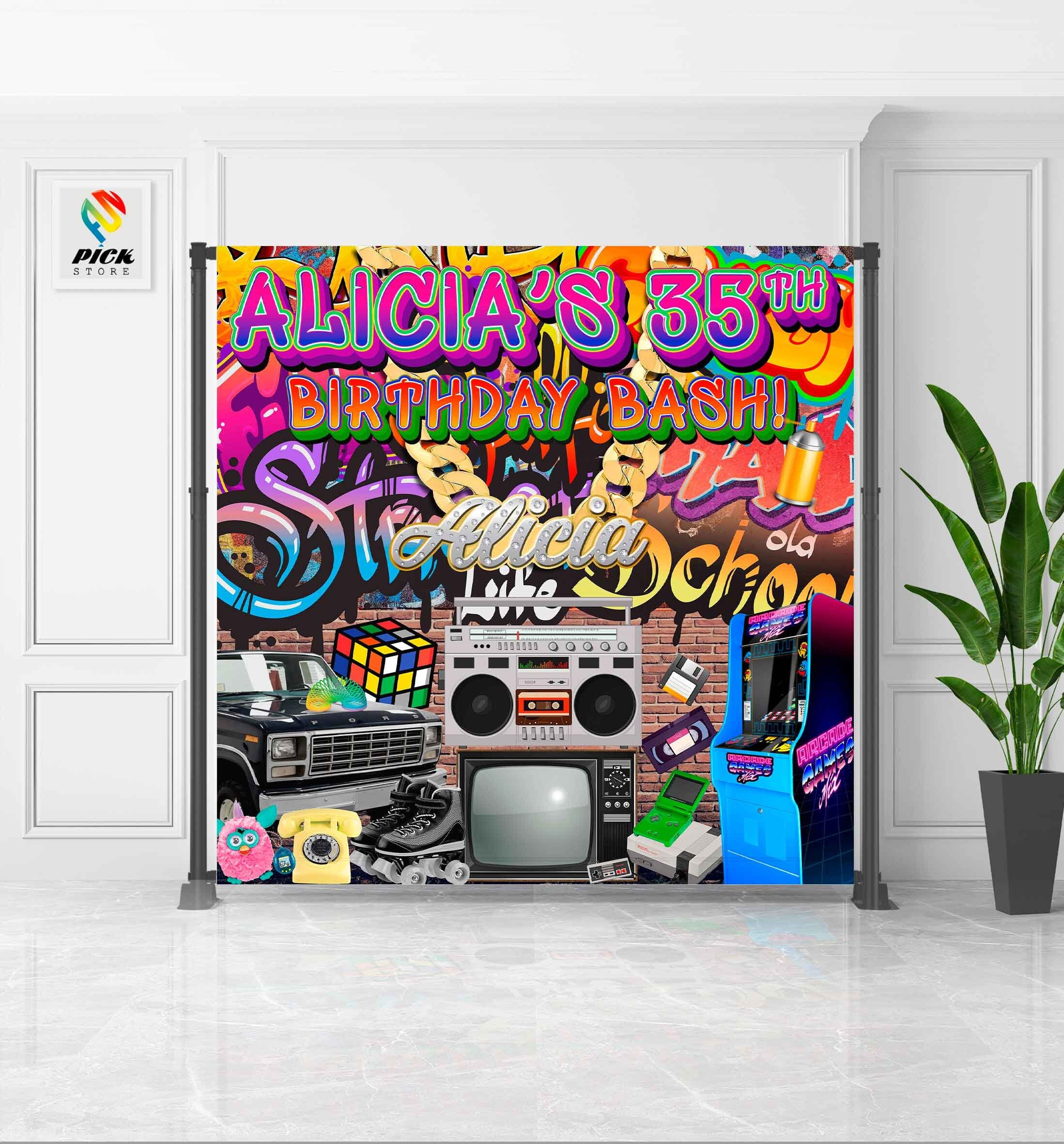 90s Party Backdrop Back to the 90s Banner Throwback Party Hip Hop Photo backdrop 90s Theme Birthday DIGITAL FILE HP01