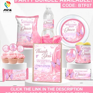 a pink birthday party package with a pink butterfly theme