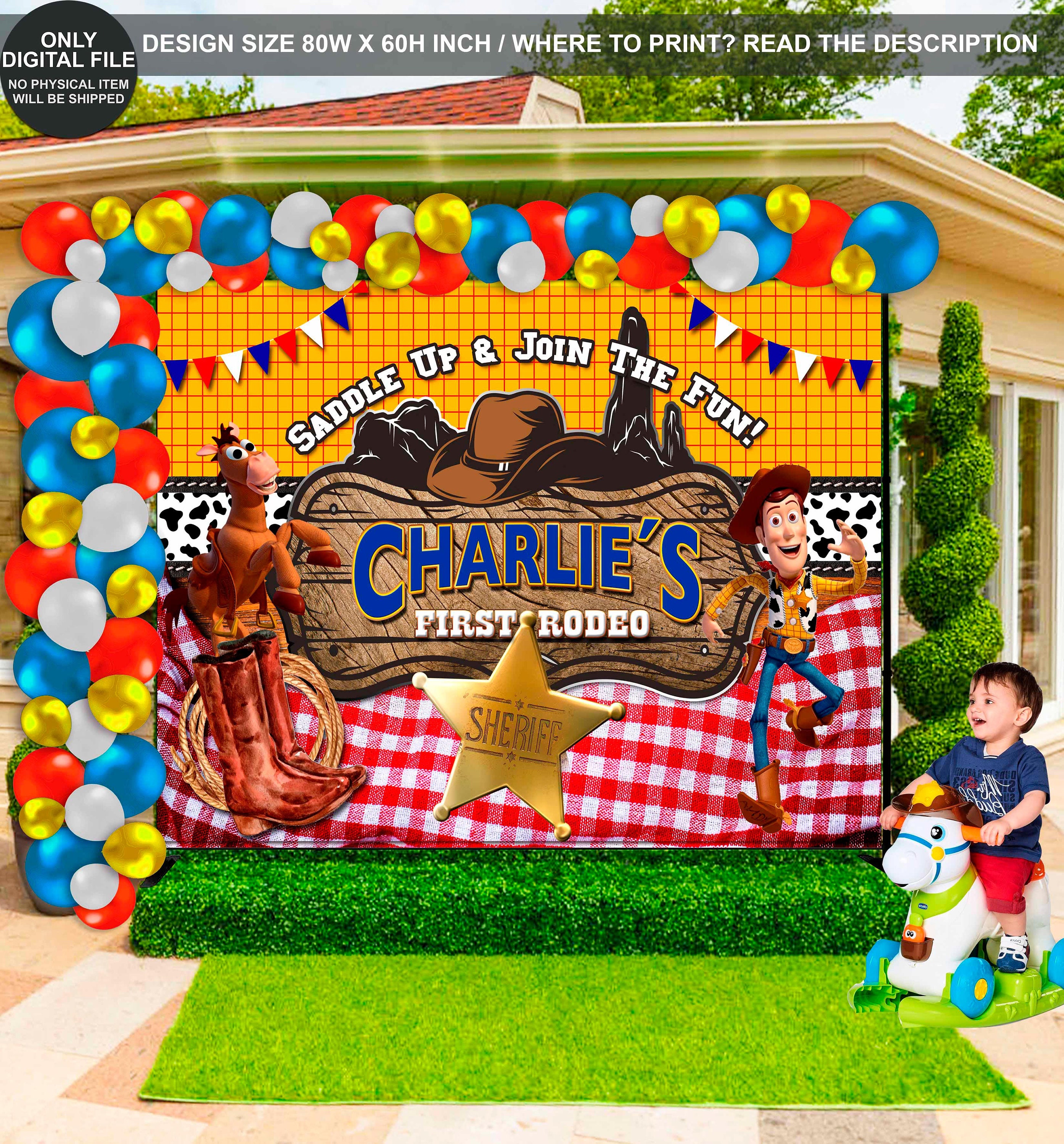 DIGITAL Western cowboy Backdrop Toy story Western Banner Western Birthday party Toy Story birthday party Western backdrop RD