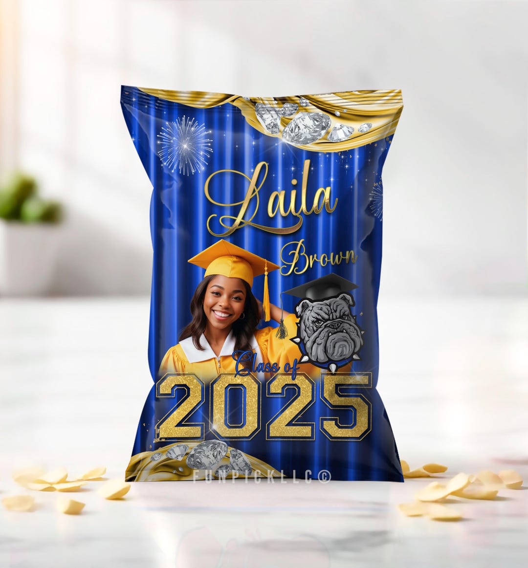Blue & Gold Graduation Chip Bag Wrapper: Class of 2025 (digital File ...