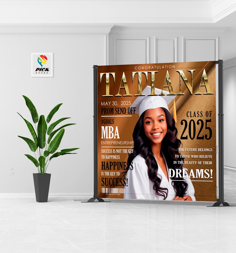 Magazine Cover Graduation Backdrop: Bronze, Red, Silver (DYI File ...