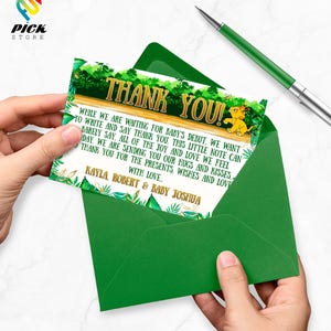 Editable Thank you card | Baby Lion Thanks card | Editable Thank You Note Card | Little Lion Card | Lion Editable card | DIGITAL FILE| BLK01