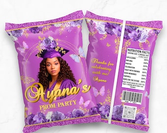 Personalized Graduation Chip Bag Wrapper: Prom Party Favor (DIY FILE)