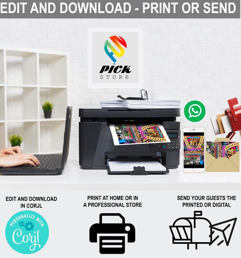 a printer and a laptop on a desk