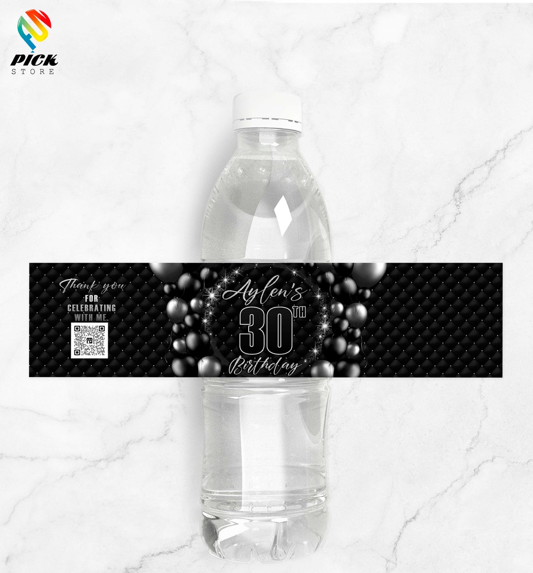 Luxurious Black Water Bottle Label Classy Drink Label Sassy Juice Label ...