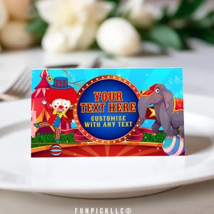 Circusvoedsellabel voor doe-het-zelf, clownvoedseltent, carnavalsthema, grote plaatskaart - CC01