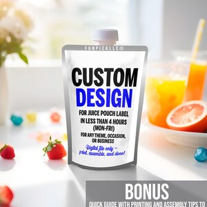 Custom Juice Pouch Label Design: Personalized Party Favors (Digital Download)