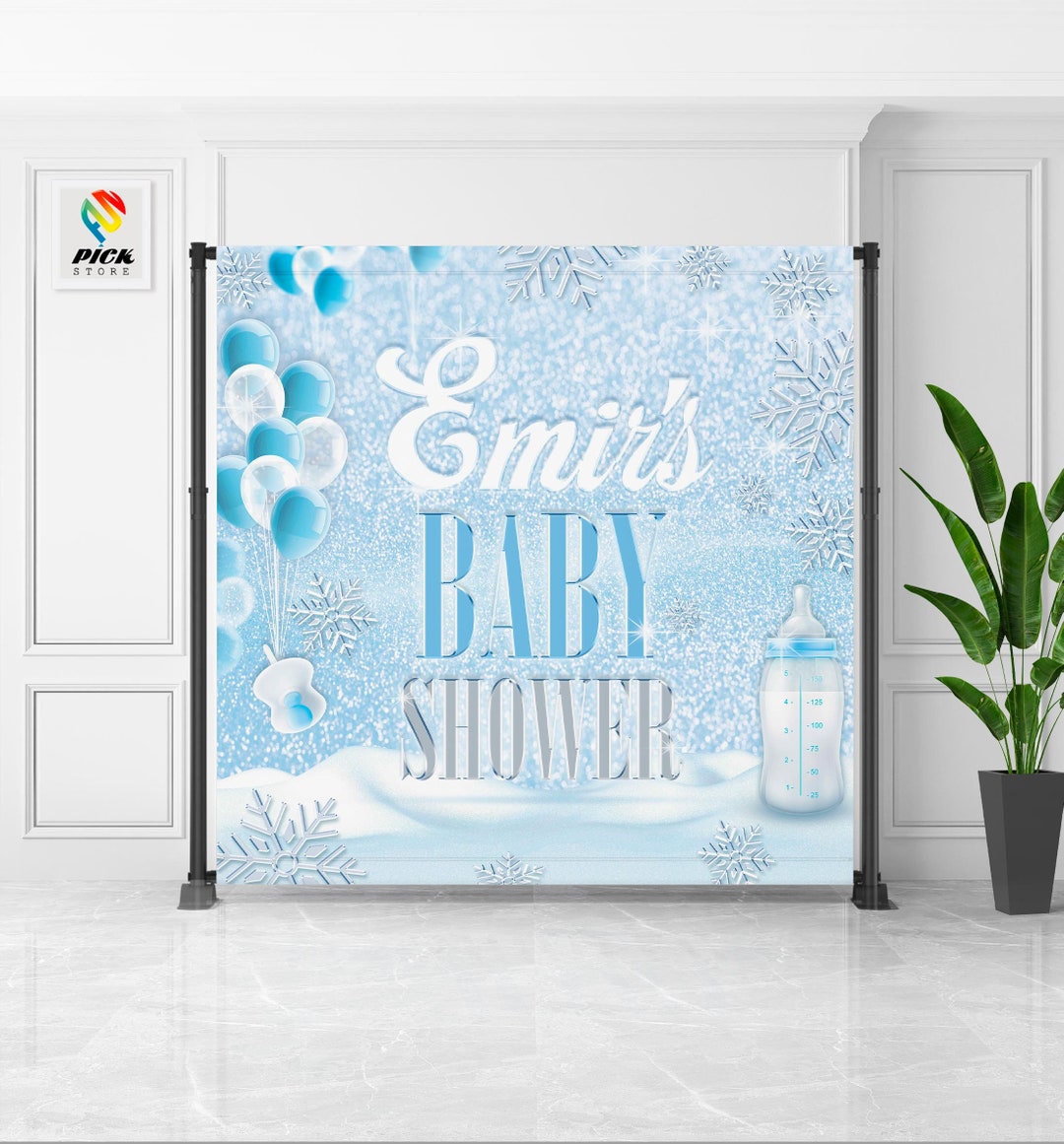 Winter Wonderland Theme Little Elk Baby Shower Arch Backdrop Kit