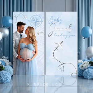 Voyageur voyageant pour baby shower, art mural passeport, panneaux d&#39;avion, affichage de nuages ciel, planche de nuages ciel, panneaux en arc, fichier numérique uniquement, TRV03