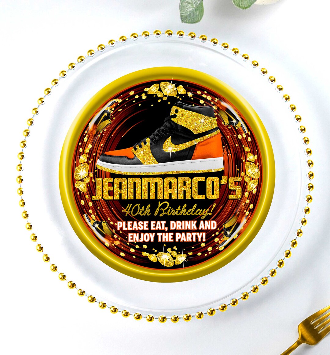 Sneaker Ball Charger Plate Insert Sneaker Menu Plate Sneaker Etsy