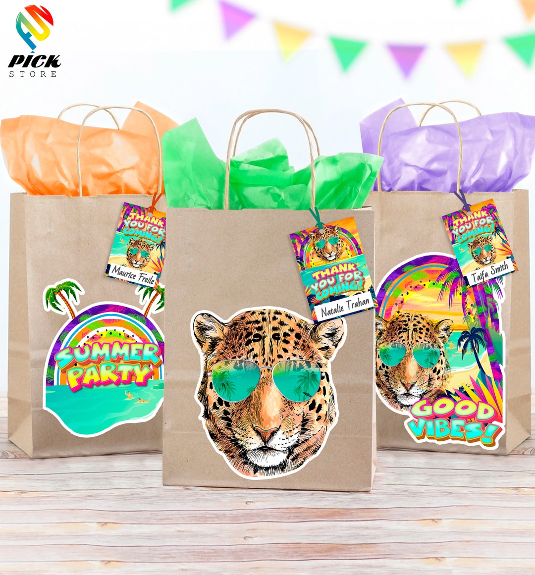 DIGITAL FILE Summer Gift Bag Decor Summer Favor Bag Summer Birthday Bag Summer Birthday Gift Bag