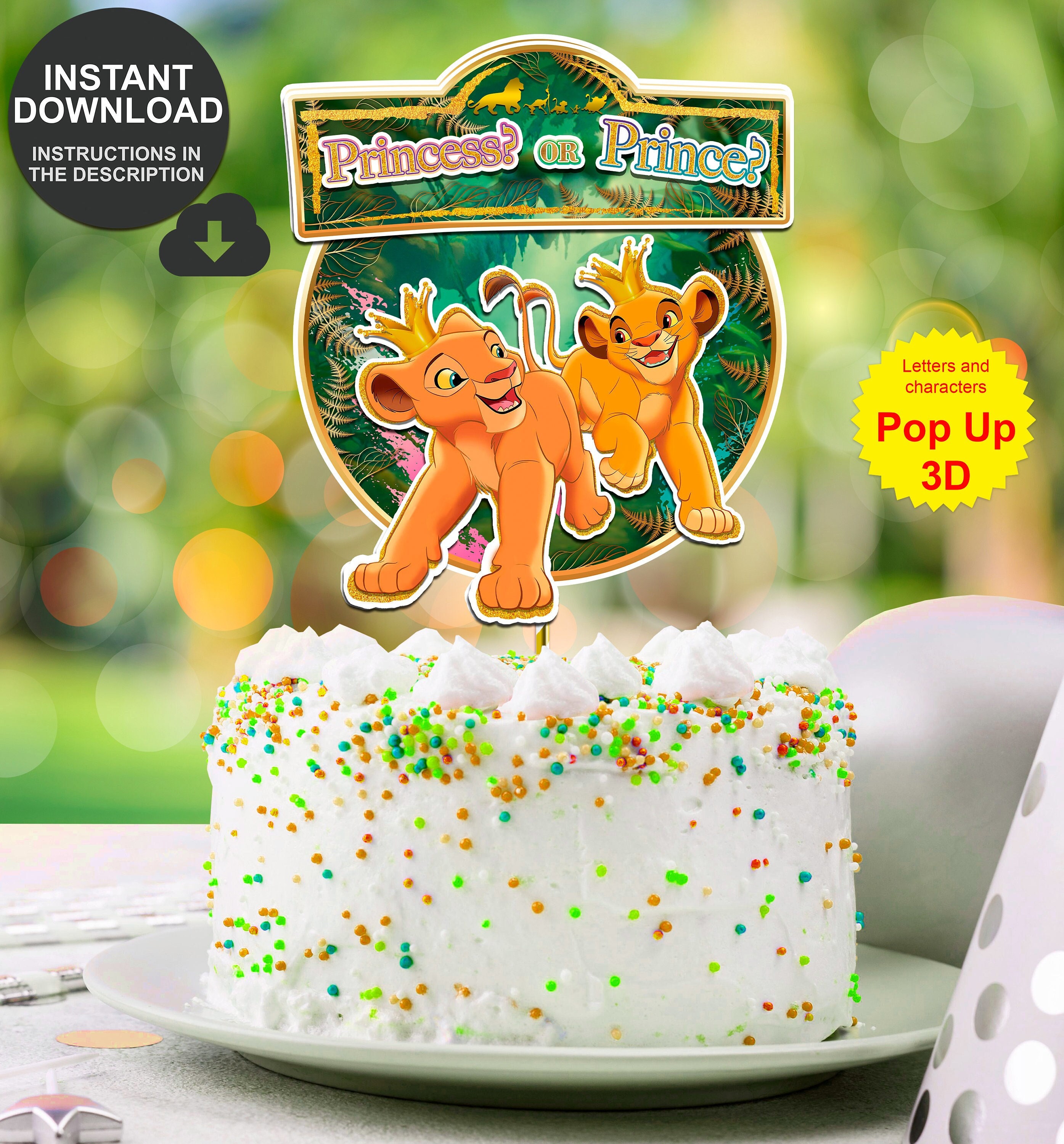 Digital Lion King Cake Topper Lion King Gender Reveal Etsy Canada