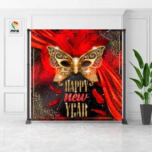 Mardi gras Happy New year | Masquerade Backdrop | Carnival Banner | Mardi gras New year party | ONLY DIGITAL FILE | NY03