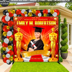 Red Carpet Graduation Backdrop: Hollywood Theme (Digital File)
