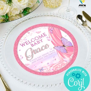 a plate with a welcome baby name on it