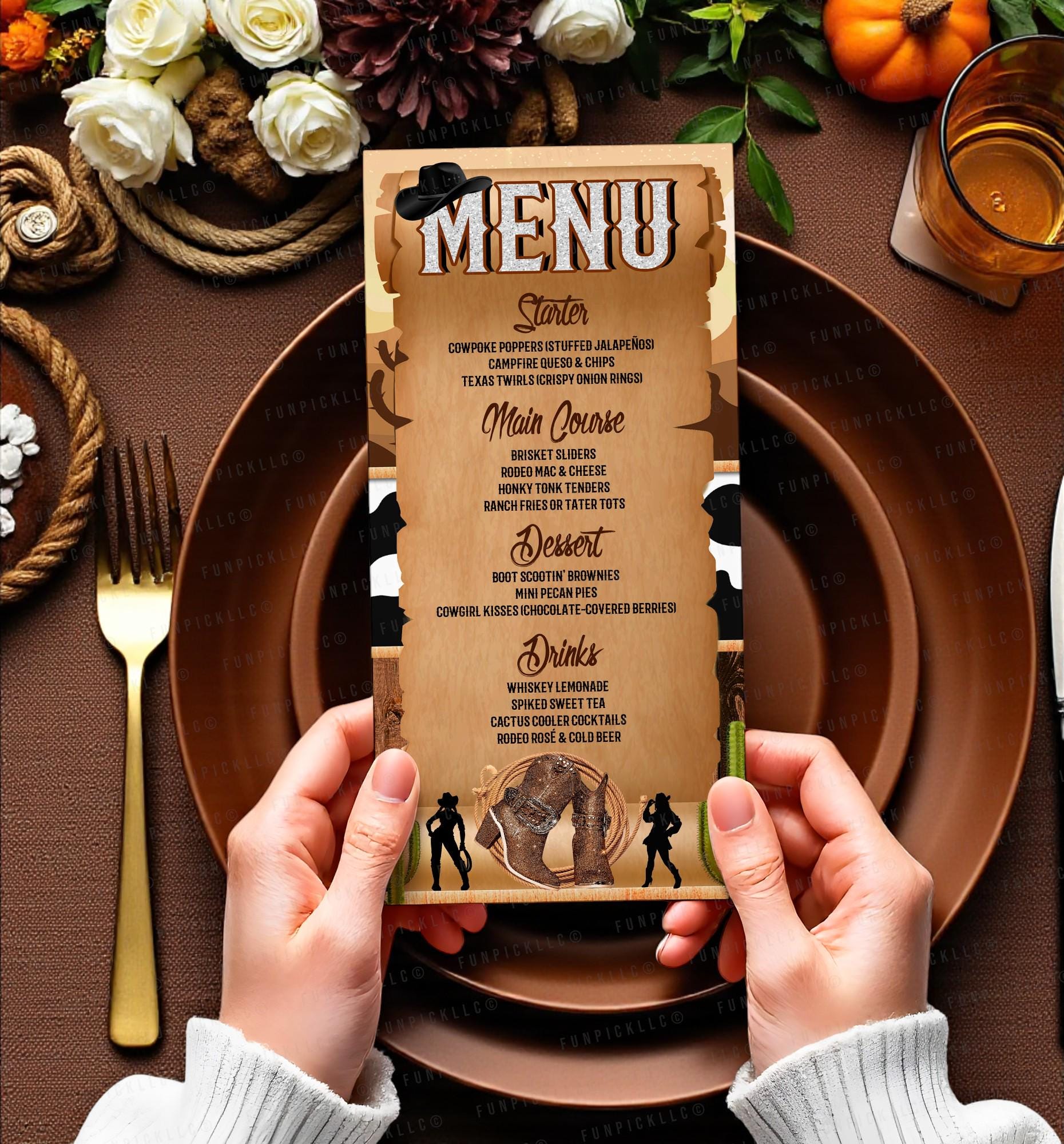 Editable Cowboy Birthday Menu Template: Western Rodeo Theme (digital ...