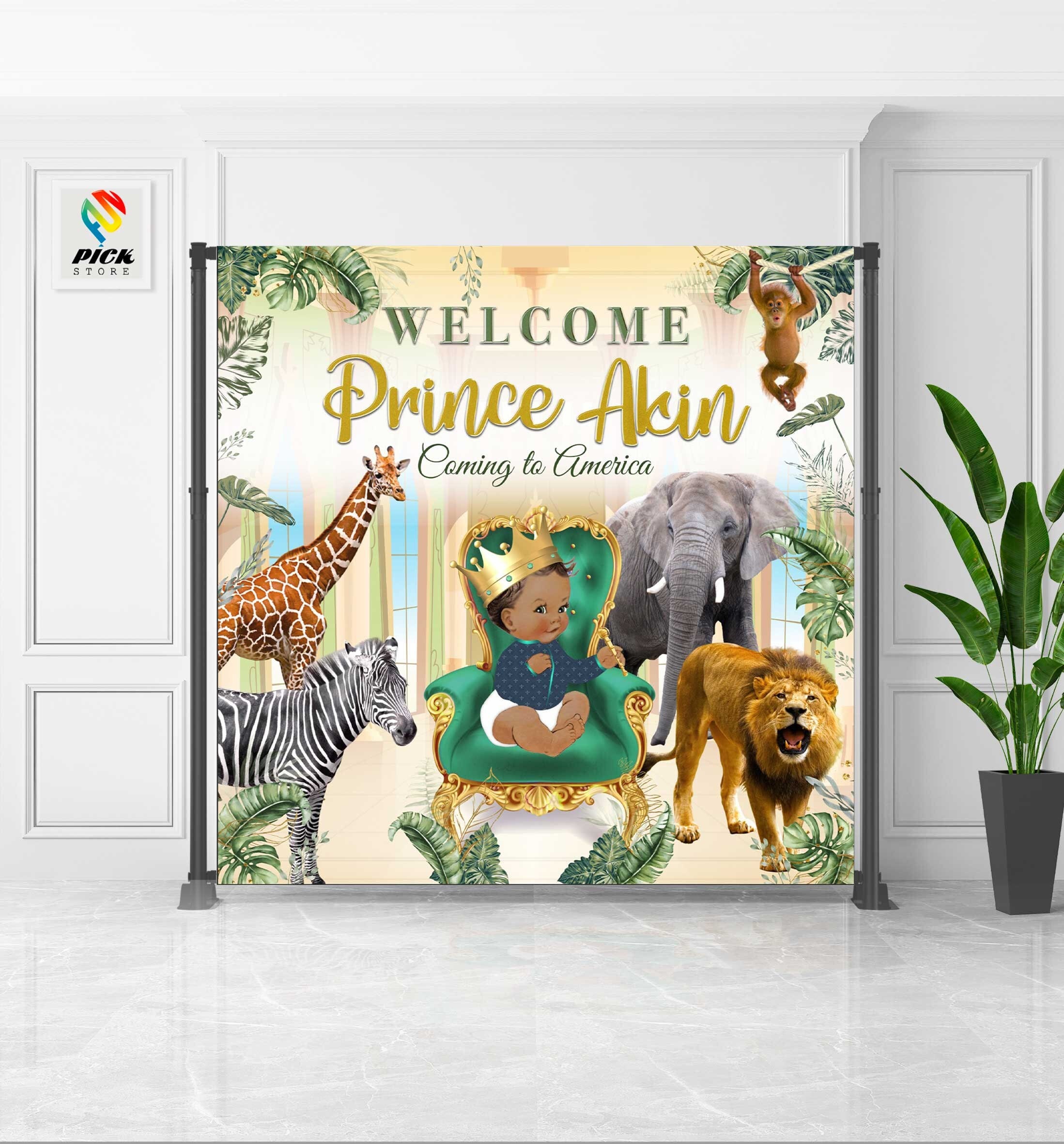 Jungle Baby shower Backdrop Safari Banner African jungle Custom Baby shower Welcome to America backdrop Jungle animals