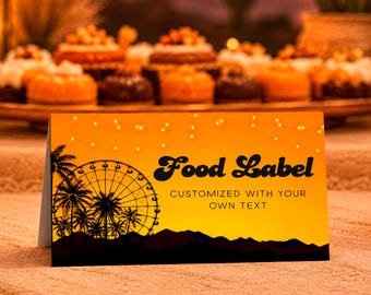 Music Festival Food Labels: Desert Vibes Sunset Food Tents, Canva Template (Digital Download) - COA06