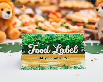 Baby Lion Baby Shower Food Card: Safari Buffet Card in Canva (Digital Download) – BLK02